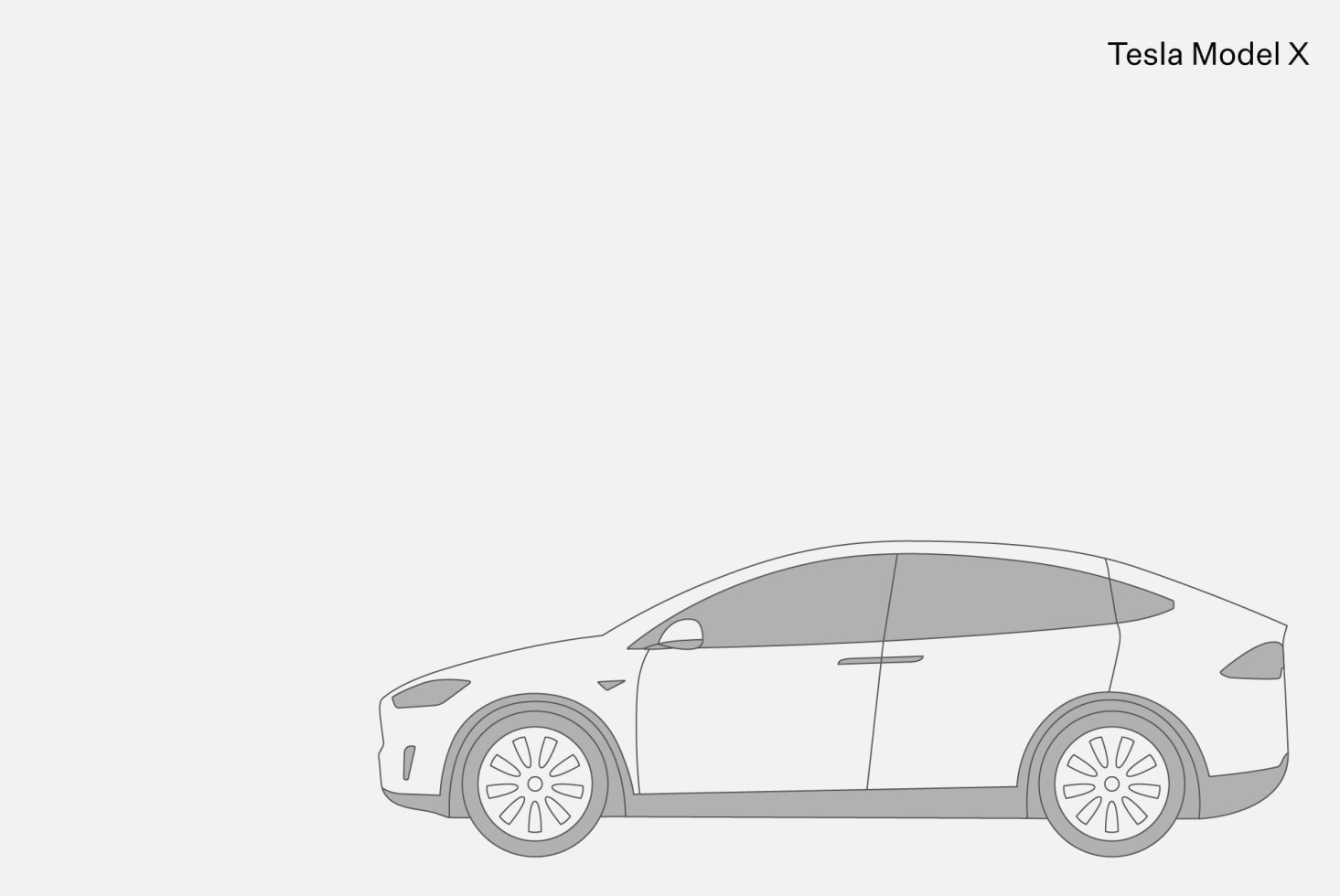 Vector illustration of Tesla Model X, ideal for car mockups or vehicle graphics, minimalist design style for product templates.