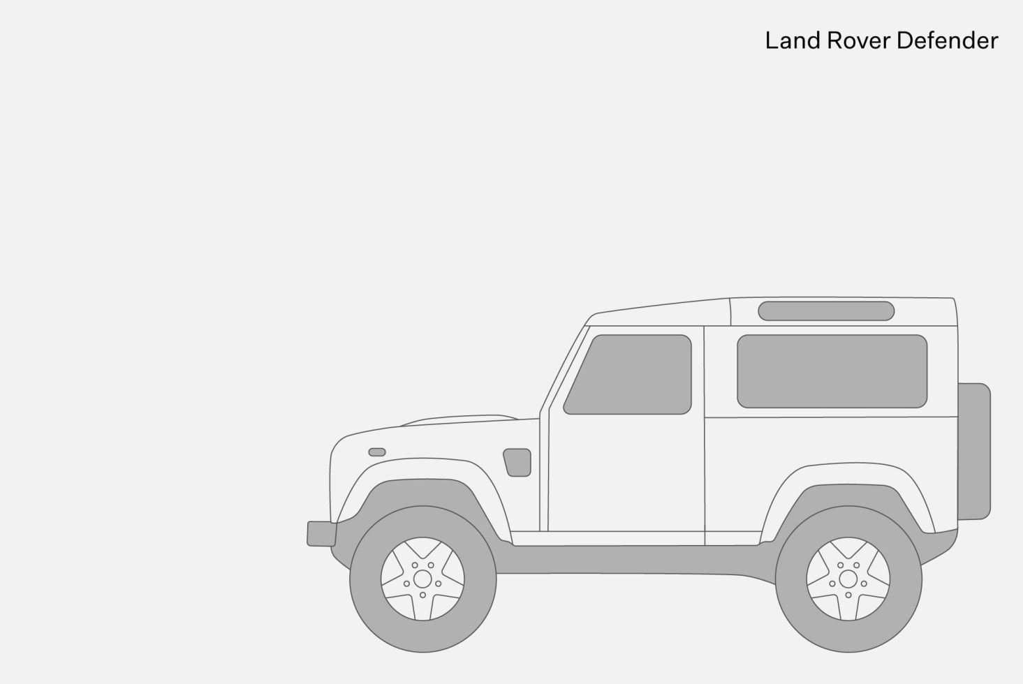 Vector illustration of Land Rover Defender, detailed graphic design element for vehicle mockup in minimal style, perfect for creative projects.