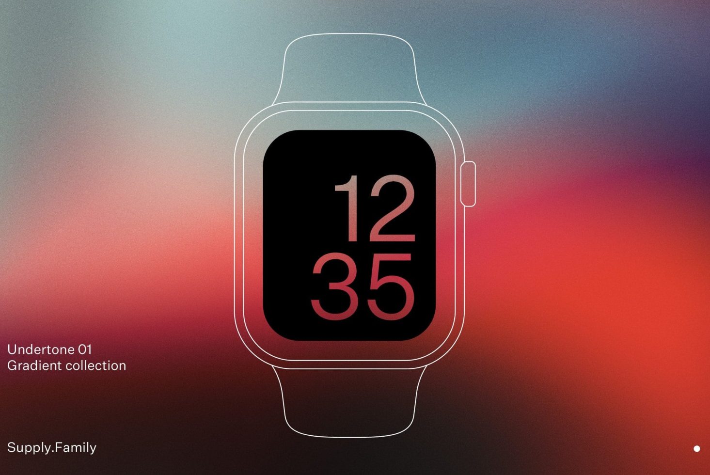 Smartwatch mockup with colorful gradient background, featuring a digital time display, ideal for design presentations and digital assets.