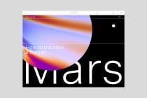 Website mockup showing colorful gradient planet with How to become a human Ivlars text