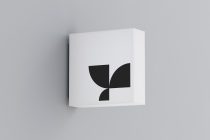 Soft shadow box mockup showing minimalist leaf graphic