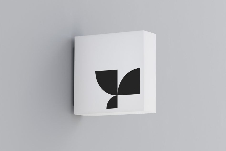 Soft shadow box mockup showing minimalist leaf graphic