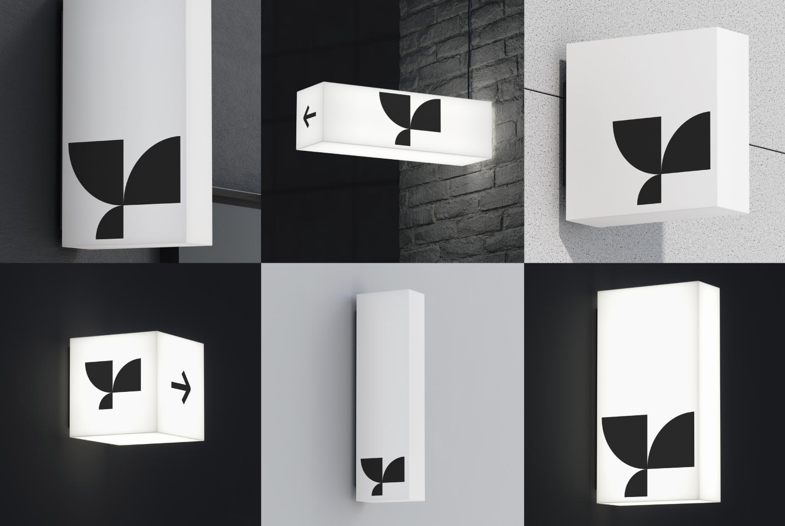 Collection of lightbox mockups in various shapes displayed in a minimalist style, ideal for branding and design presentations.