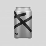 Aluminum can mockup with a bold black X design ideal for beverage packaging graphics presentation for designers.