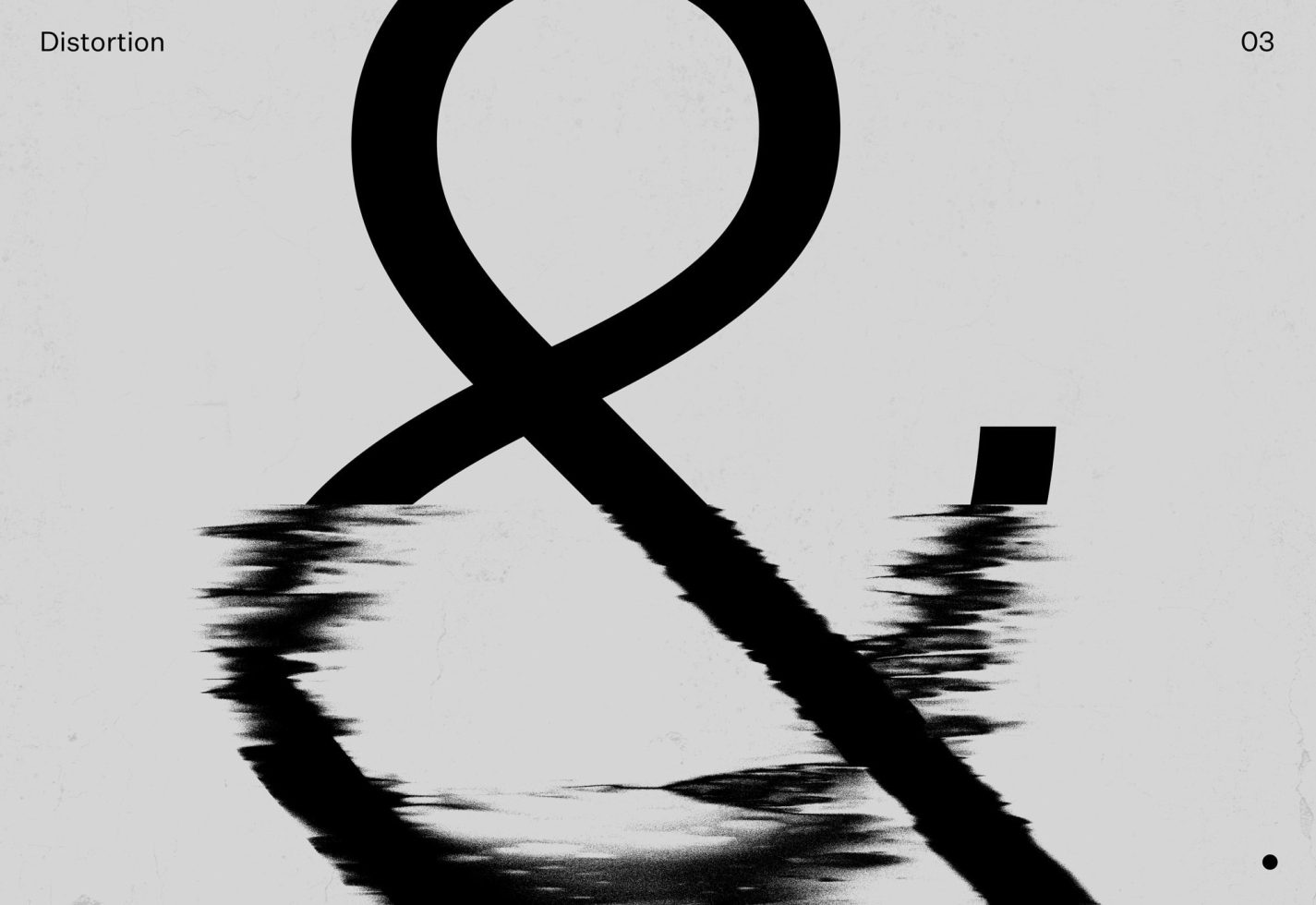 Abstract black and white distorted graphics template with a large ampersand and wavy texture, ideal for branding, posters, or digital art.