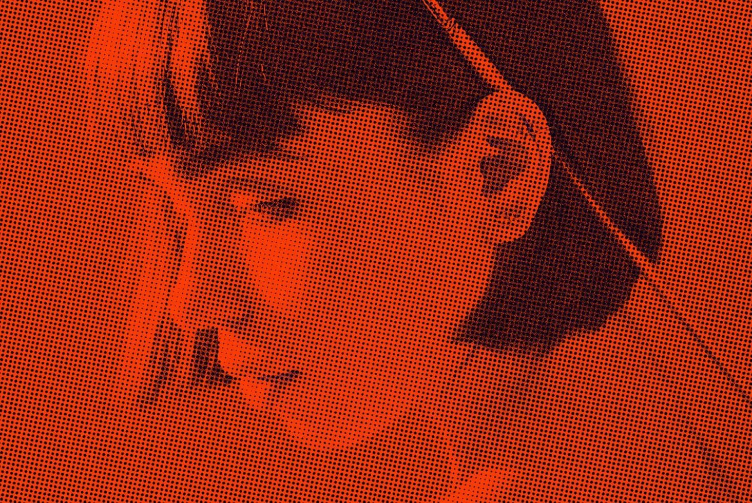 Halftone female portrait graphic for creative design templates and mockups, ideal for modern branding and advertising projects.