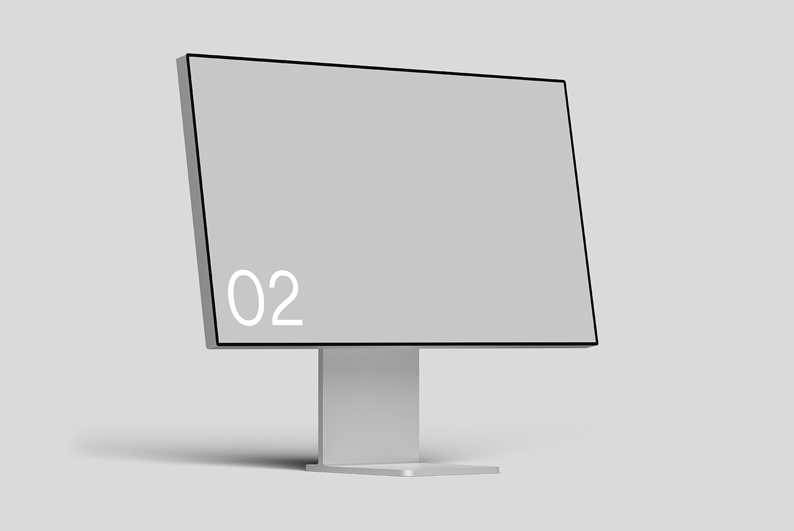 Minimalistic computer monitor mockup in a grayscale setting, perfect for presenting digital designs and user interfaces.