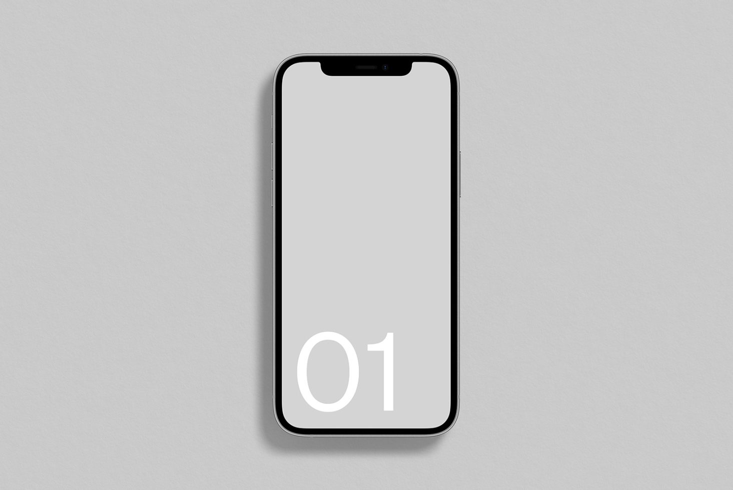 Smartphone mockup on a gray background, modern mobile phone design, digital template for app and UI display.