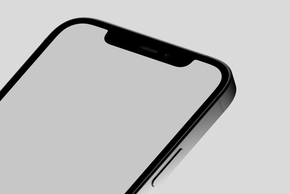 Close-up view of a modern smartphone mockup with sleek design, featuring edge details and camera notch, on a gradient background. Perfect for UI design display.