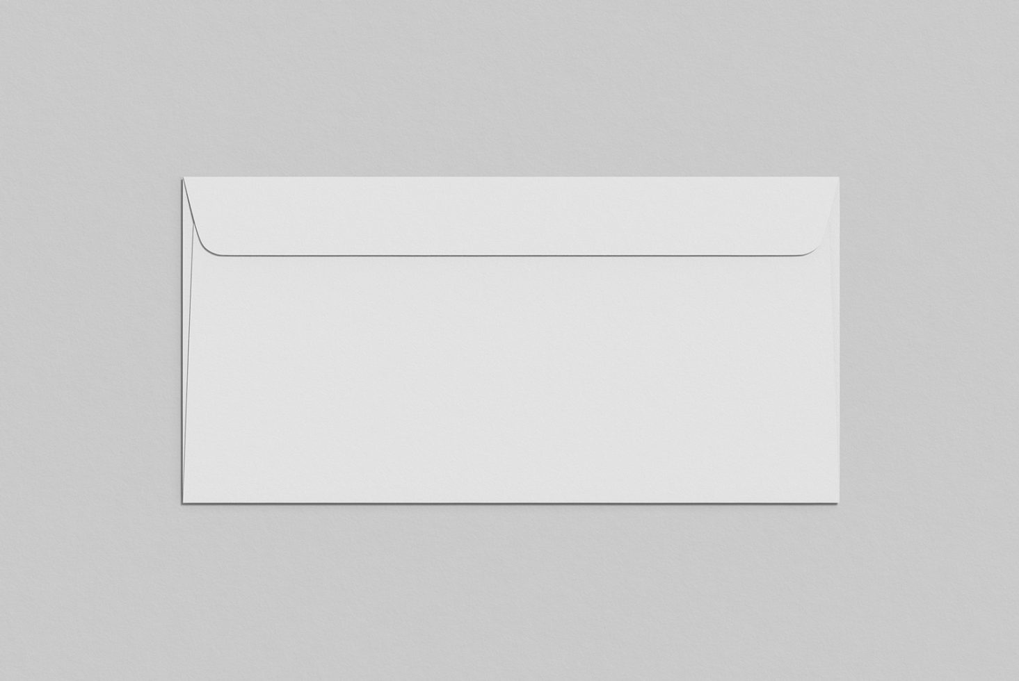 Blank white envelope mockup on a gray background, ideal for presentation design, clean and minimalistic.