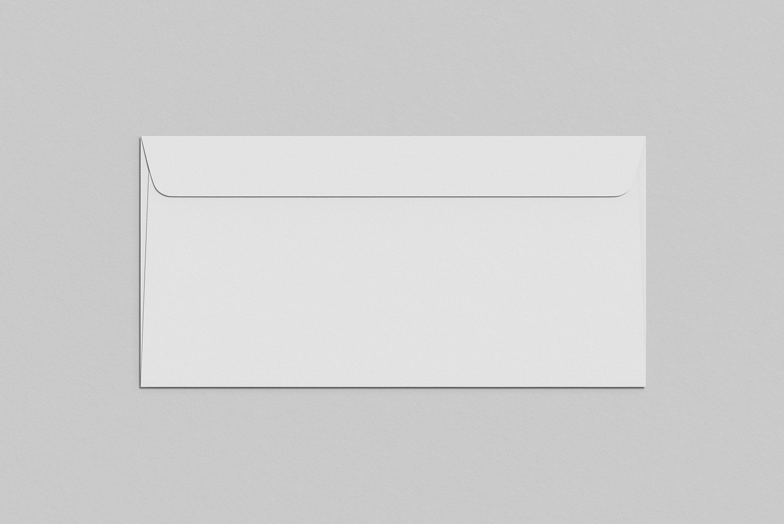 Blank white envelope mockup on a gray background, ideal for presentation design, clean and minimalistic.