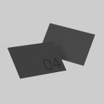 Two dark business card mockups in a clean, minimalist presentation for showcasing designs to potential clients, ideal for designers' portfolios.