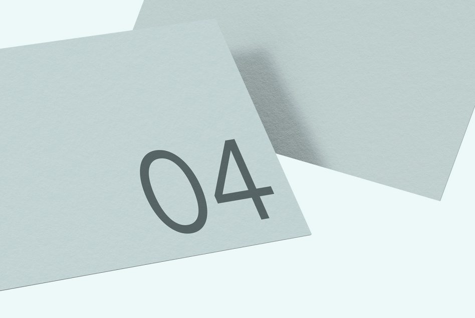 Minimalist paper mockup with number 04 graphic design, subtle shadow details, ideal for stylish font presentations, in neutral tones.