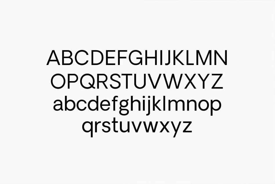 Modern sans-serif font showcasing uppercase and lowercase letters for graphic design use.