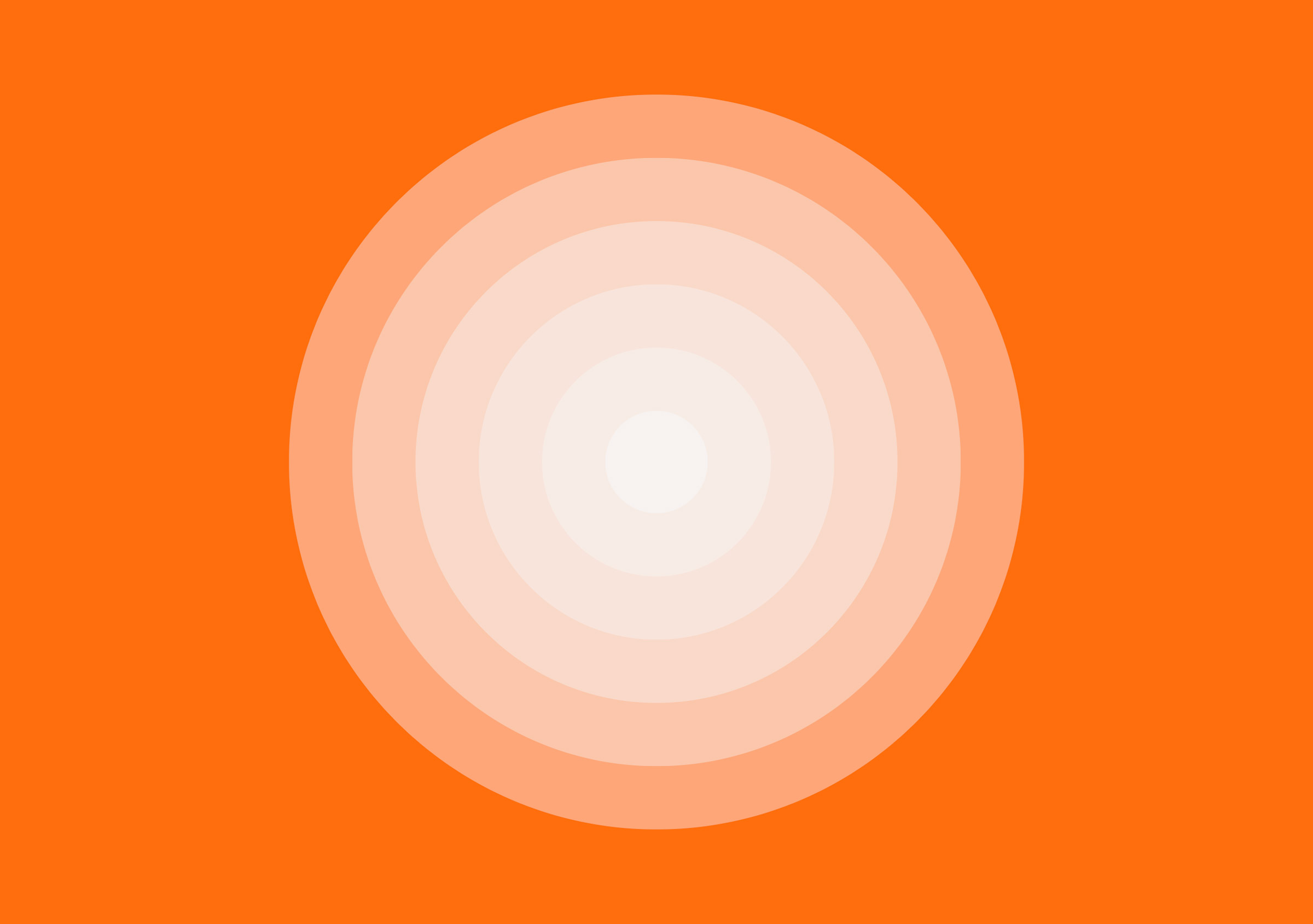 Minimalist concentric circles graphic design with a gradient of peach to white on an orange background, perfect for modern template creation.