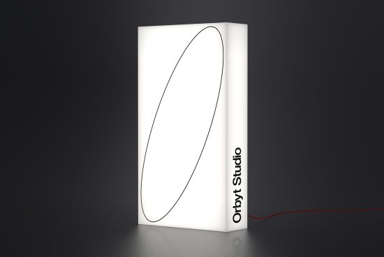 Minimalist white lightbox mockup with sleek design on dark background, ideal for showcasing branding and advertising graphics.