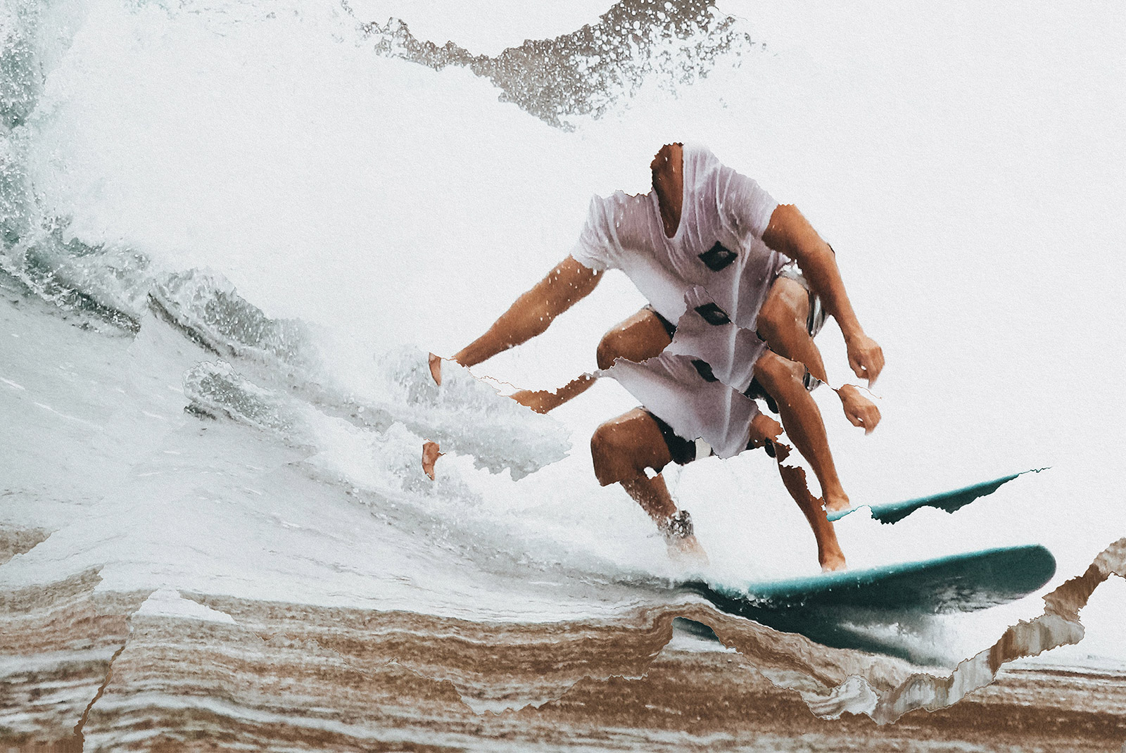 Dynamic surfing action photo, ideal for sports template designs, featuring a surfer riding a wave, suitable for graphic overlays.
