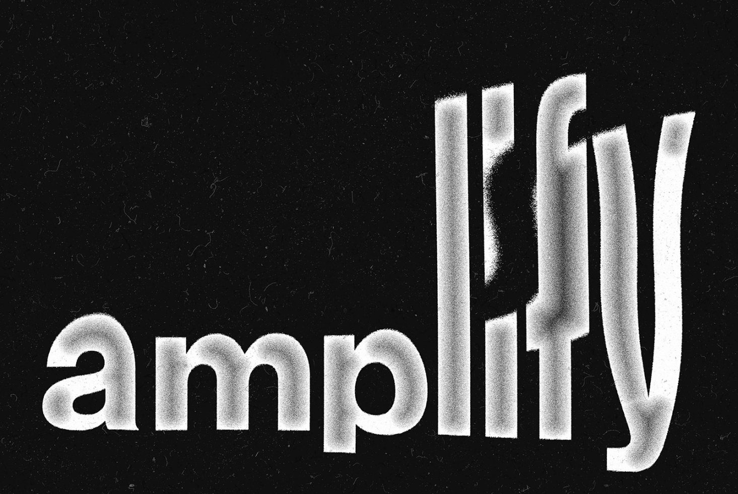 3D textured font design showing the word amplify on a grainy black background, ideal for graphics, typography mockups, stylish font showcase.