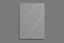 Spiral notebook cover mockup with white line art oval on gray