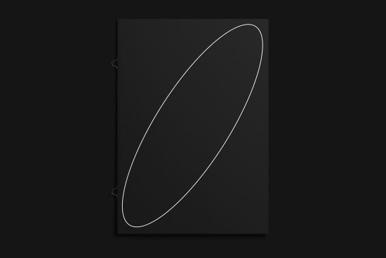 Black cover book mockup with minimal white line design on a dark background, ideal for presentation design showcase.