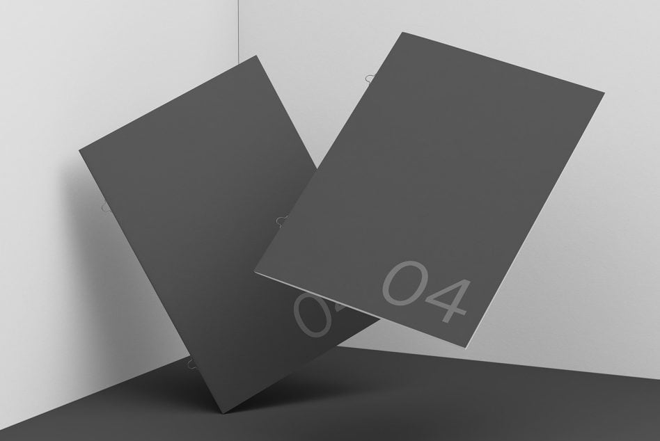 Two dark gray business card mockups numbered 03 displayed on light background