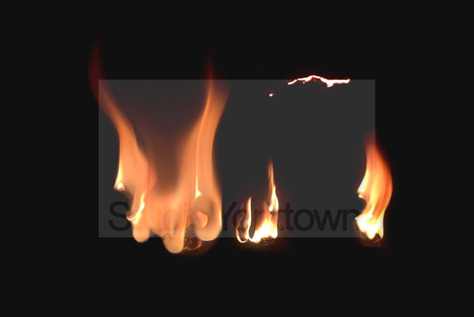 Realistic flame isolated on black, high-quality design asset for projects, perfect for graphics and templates.