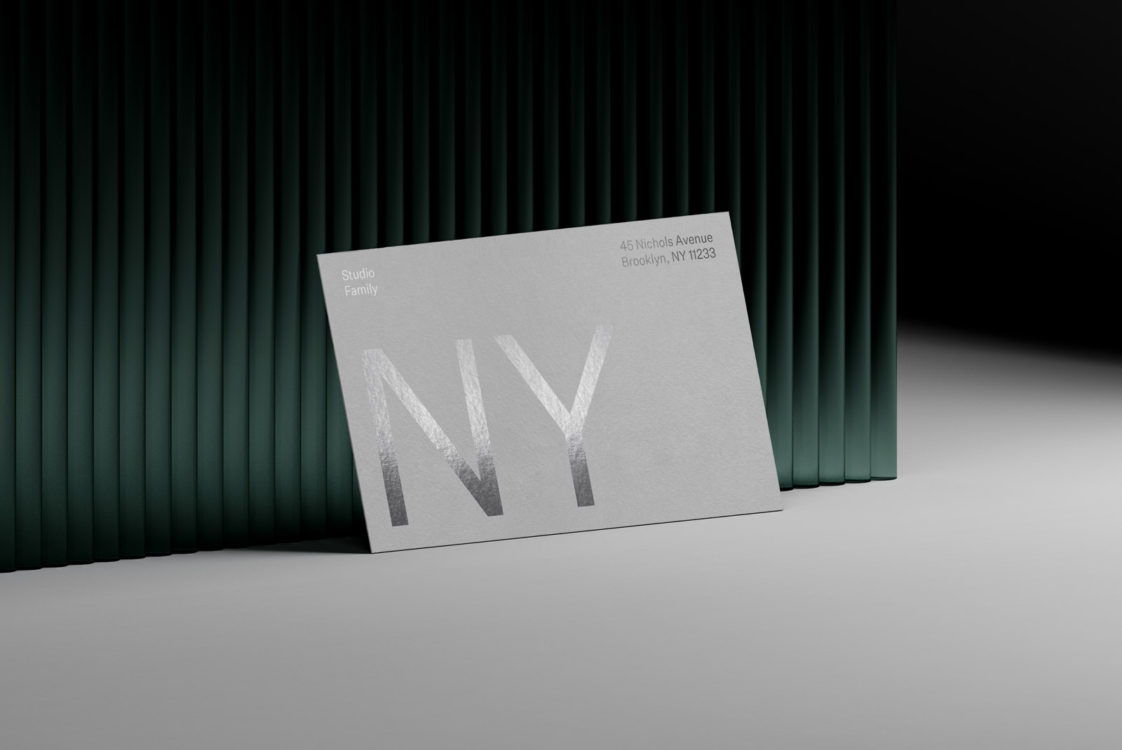 Elegant card mockup with textured design and bold NY lettering perfect for graphic presentations and designer portfolios.