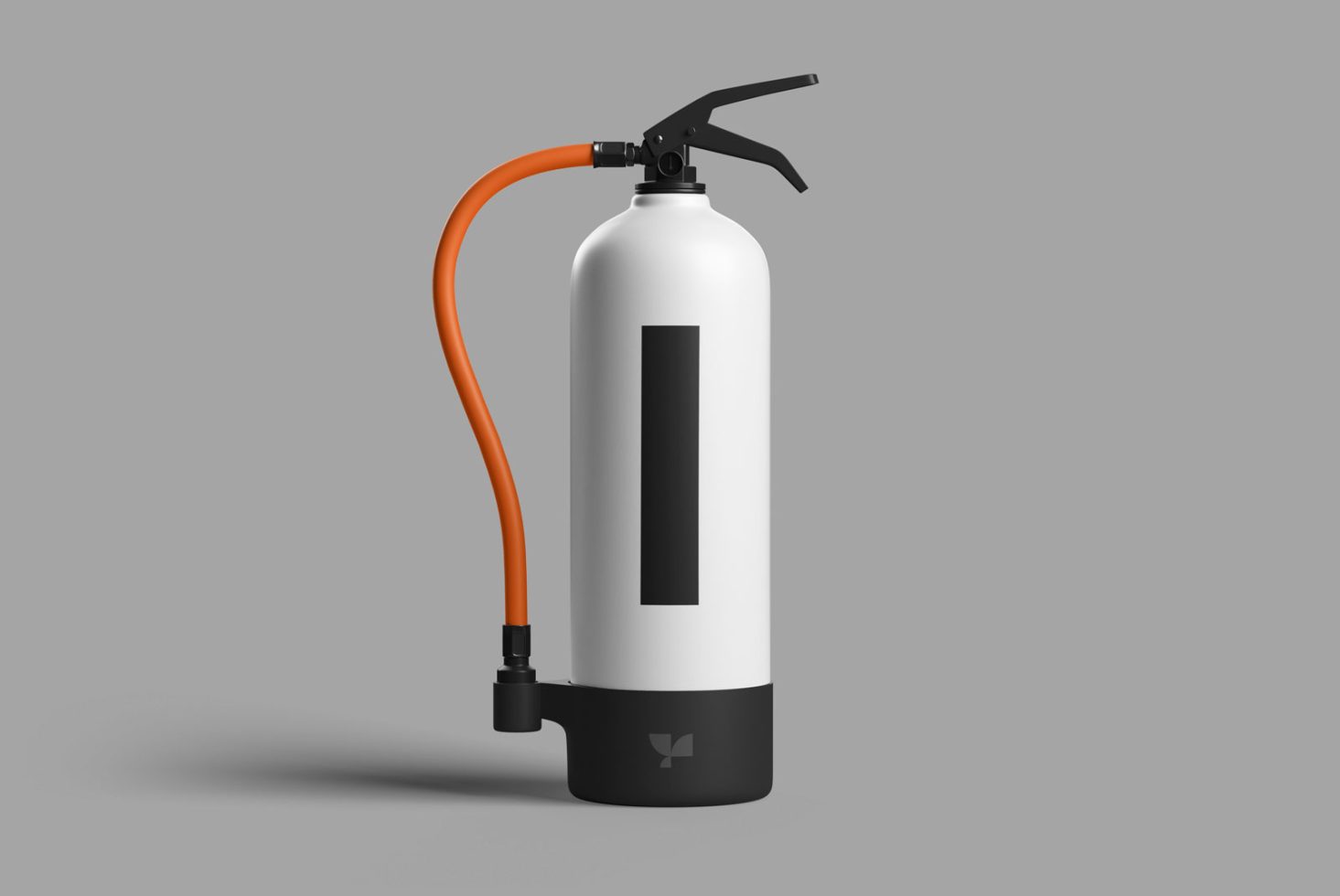 3D rendered fire extinguisher mockup, isolated on grey background, ideal for product design presentations and assets for designers.