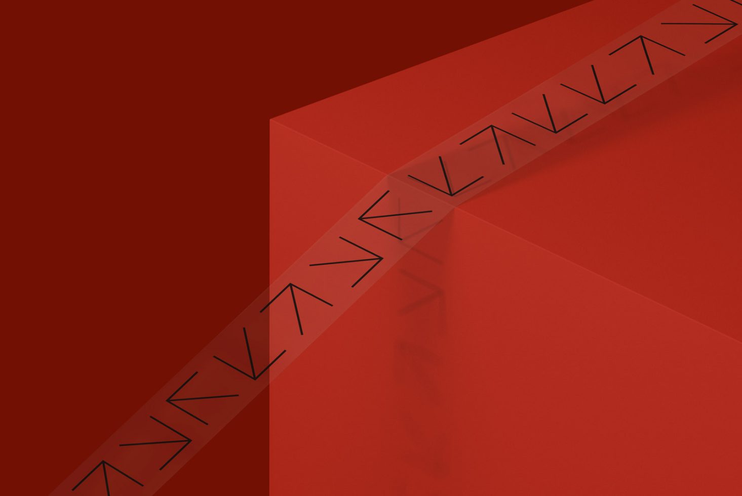 Abstract red geometric background with shadow overlay and arrow pattern design, suitable for graphic templates, modern mockups, and creative visuals.