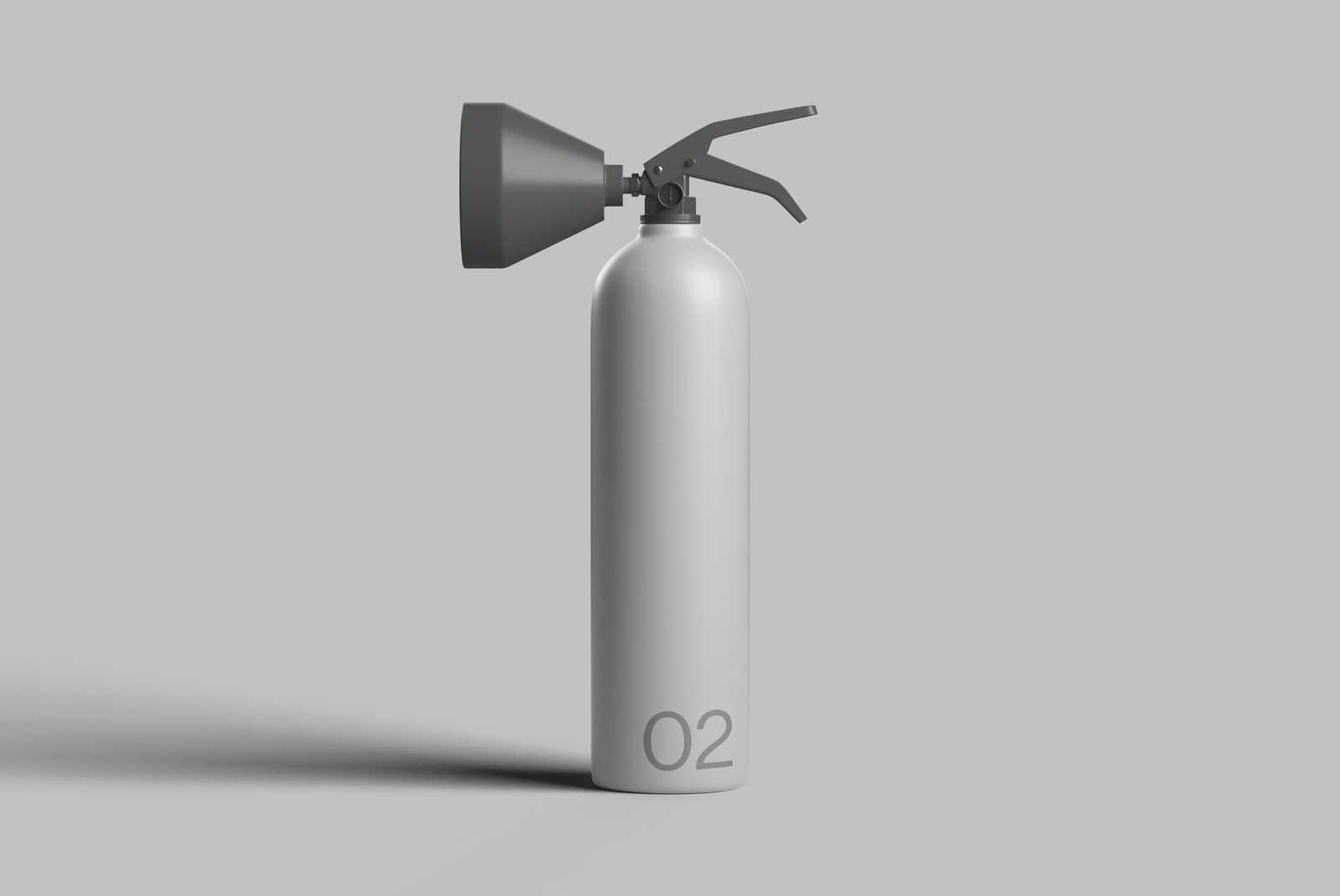 3D Product mockup of a sleek fire extinguisher design on a clean background, perfect for presentations and advertising visuals.