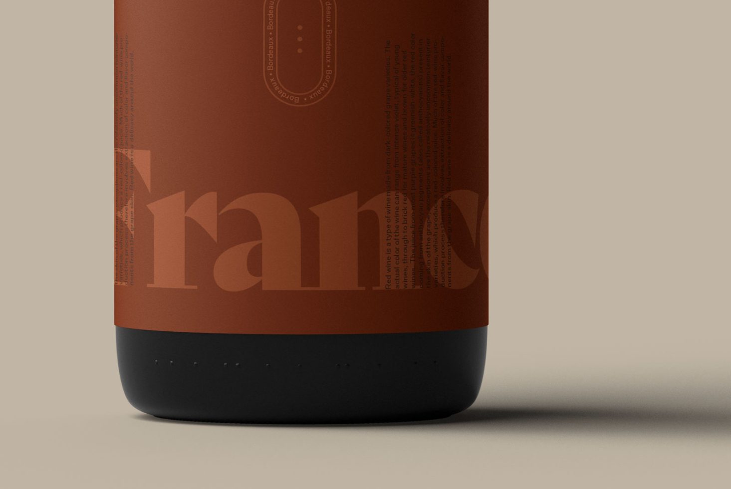 Minimalistic bottle mockup with sleek design, featuring editable label for branding, perfect for presentations, in a high-quality render.