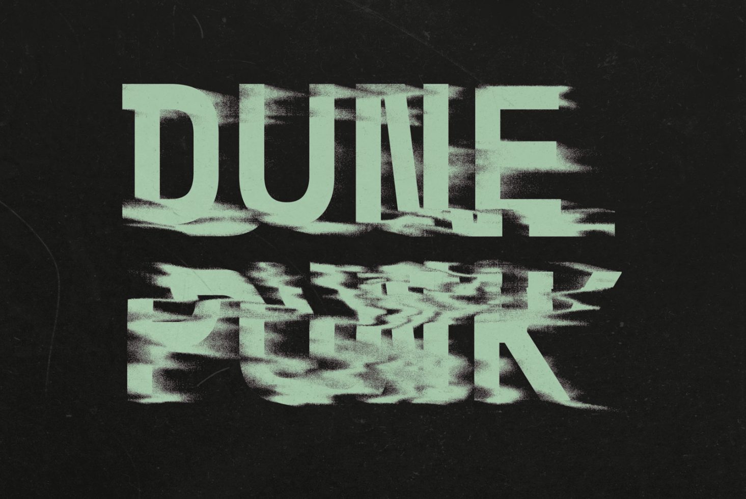 Distorted glitch text effect design reading Dune Punk on a dark background digital asset for graphic designers in fonts category SEO keywords: glitch text effect design fonts.