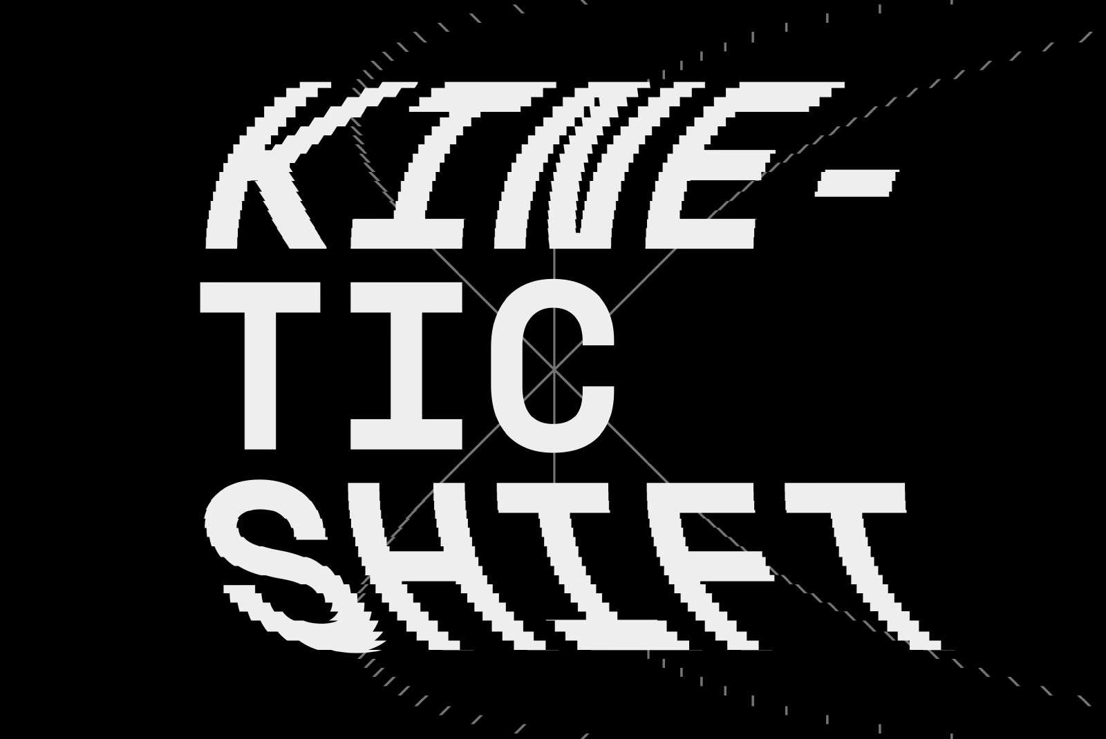 Dynamic black and white typographic design, modern distorted text effect, "Kinetic Shift" phrase, suitable for graphic templates.