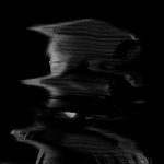 Abstract digital glitch art portrait for graphic designers, featuring a monochrome distorted human figure ideal for modern templates.