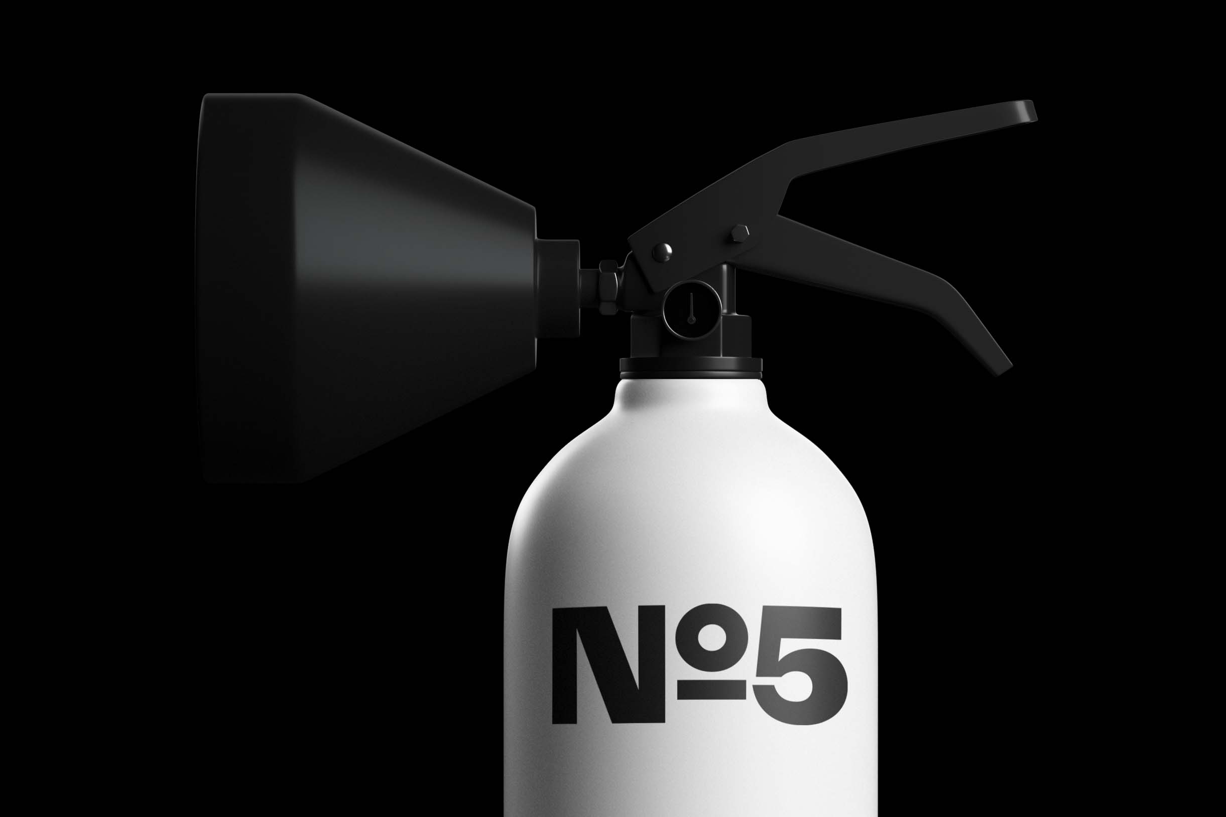3D spray bottle template with minimalist black and white design, isolated on black background, perfect for mockup projects and graphic design.