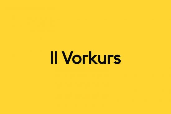 Bold modern font Vorkurs displayed on vibrant yellow background, ideal for eye-catching graphics and typography design.