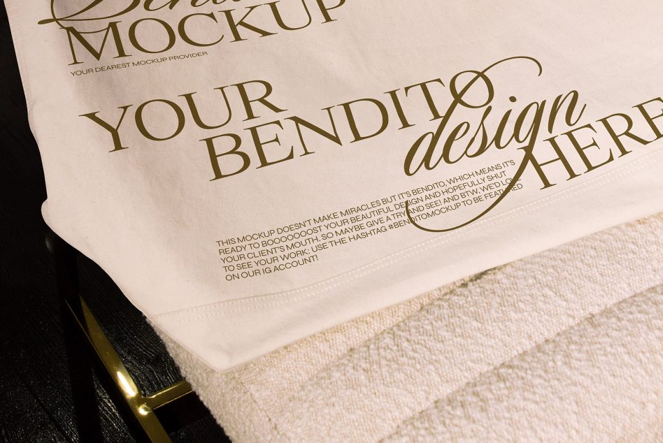 Elegant script font on fabric mockup showcasing design versatility, ideal for graphics and templates display with a professional, artistic touch.