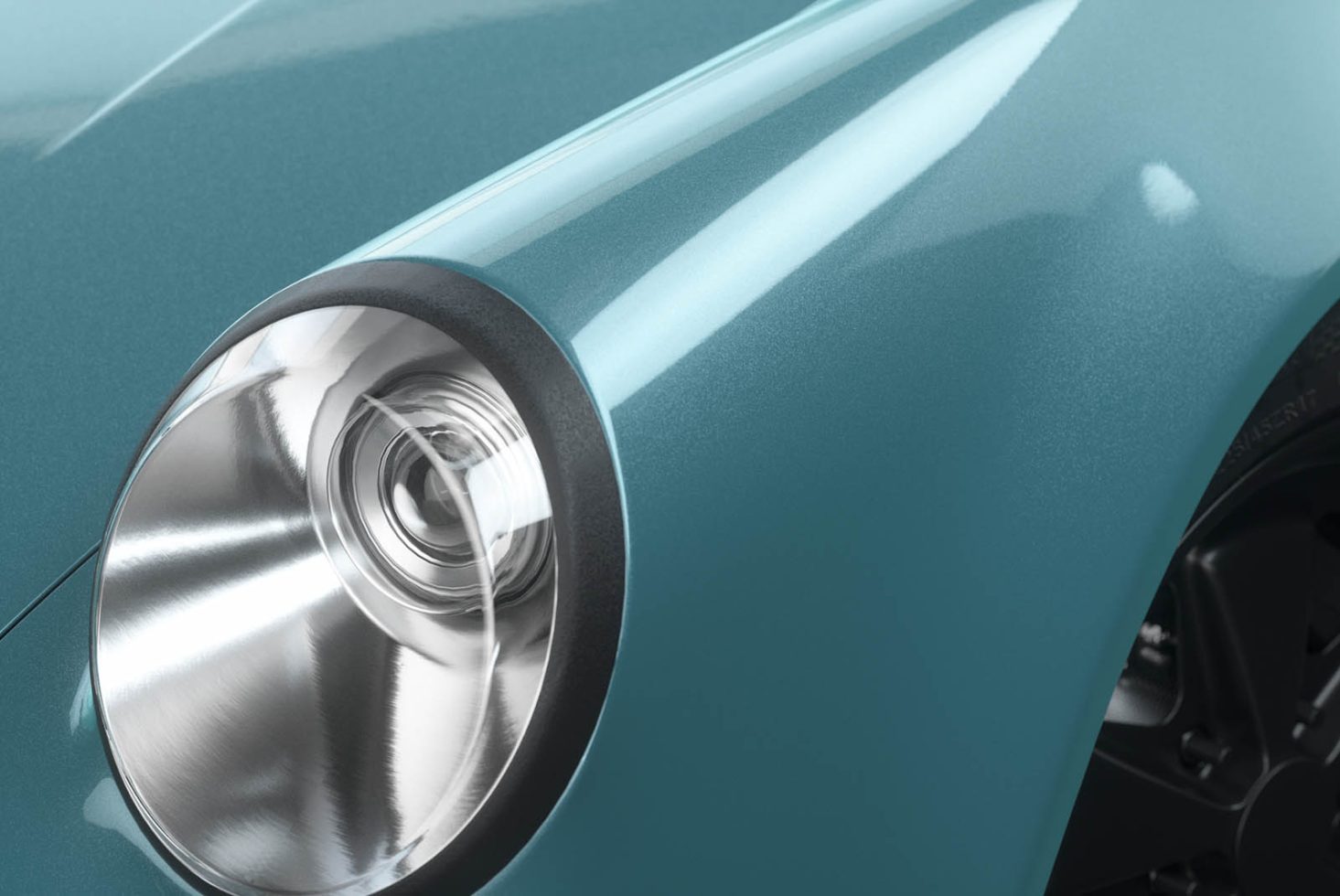 Close-up of car headlight with sleek design, modern vehicle detailing, reflective chrome texture for automotive design mockups and templates.