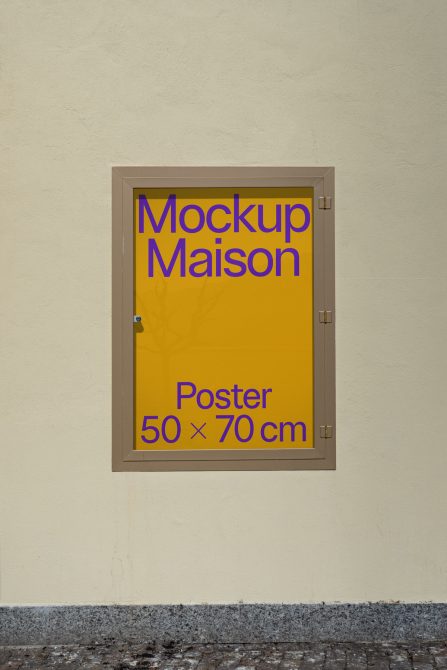 Outdoor poster mockup on a wall for designers to display their work, with realistic textures and urban setting, ideal for showcasing graphics.