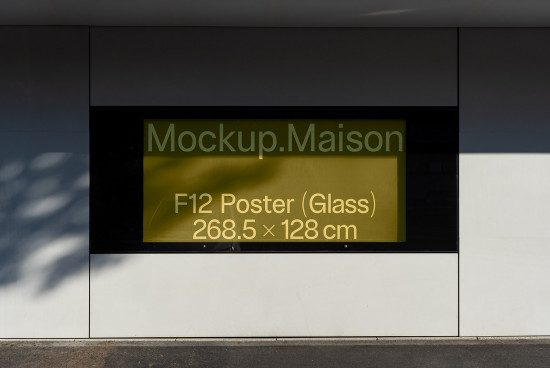 Realistic outdoor poster mockup on glass surface for designers, featuring an urban setting, perfect for branding presentations and advertising.