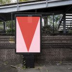 Outdoor billboard mockup with geometric minimal design poster under an overpass, perfect for urban advertising presentations for designers.