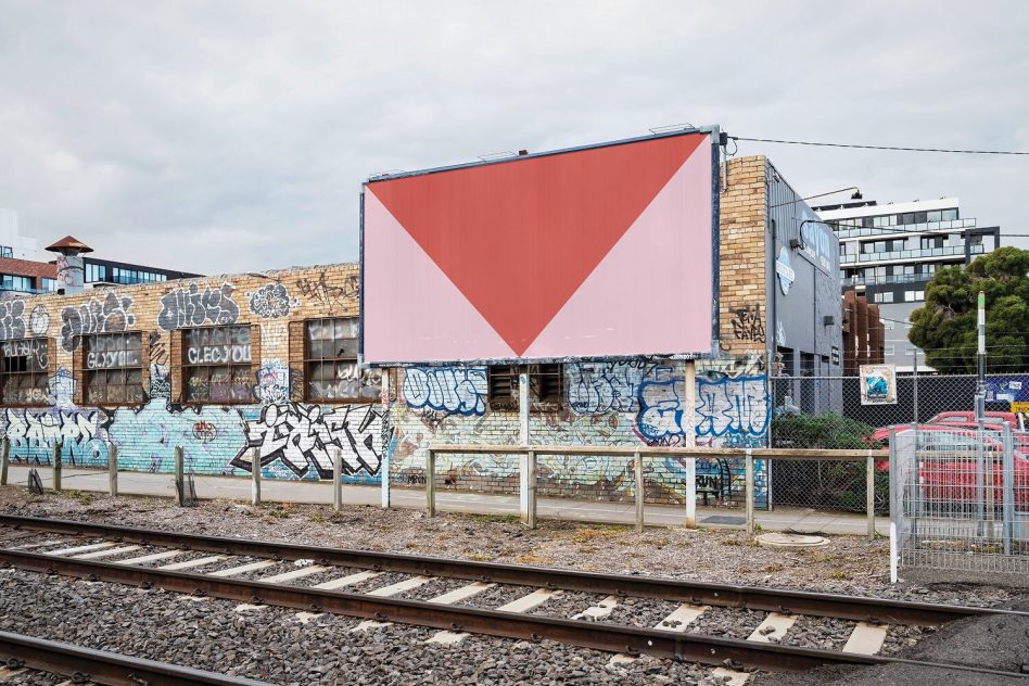 Urban billboard mockup in a gritty setting with graffiti-covered walls, ideal for realistic advertising presentations, graphic displays, and street-style projects.