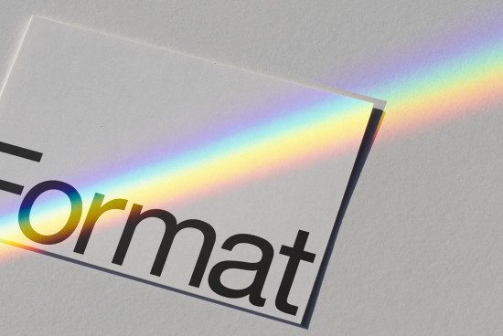 Paper with typographic design casting a rainbow spectrum, ideal for graphics inspiration, print template, and color overlay effects.