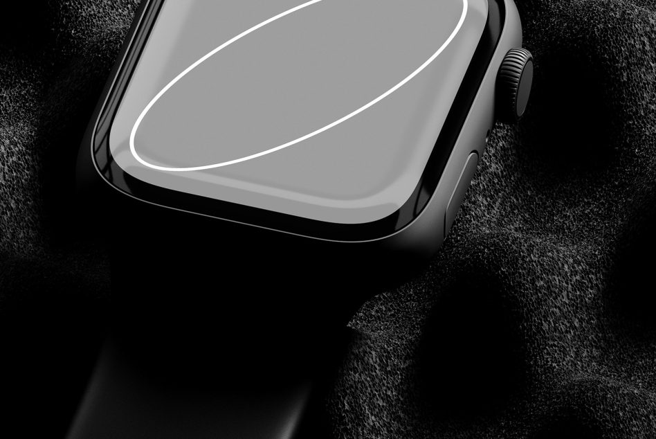 Elegant smartwatch close-up on textured background, ideal for mockup designs and product displays for high-tech accessories.