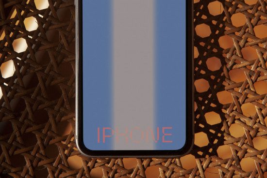 Smartphone screen mockup on textured background ideal for UI/UX design presentation, digital asset for designers in mockups category.