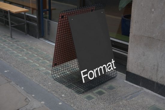 Outdoor street display mockup with editable design space, urban setting for advertising and branding presentations.