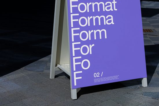 Street advertisement board mockup in sunlight showcasing bold typography design, suitable for graphic presentations, urban marketing display.