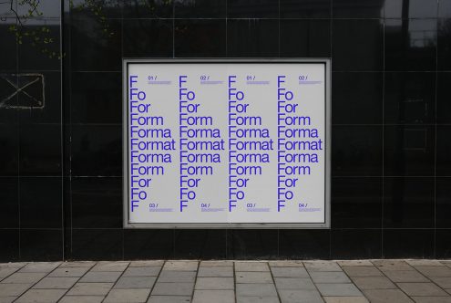 Urban billboard mockup featuring typographic design progression, suitable for presenting font styles and advertising graphics in a realistic setting.