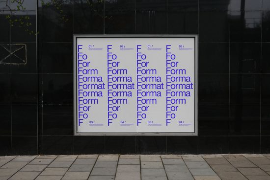 Urban billboard mockup featuring typographic design progression, suitable for presenting font styles and advertising graphics in a realistic setting.