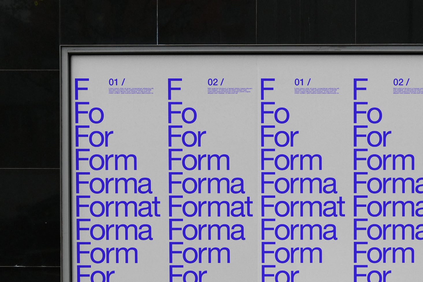 Progressive display of font design on a poster, showcasing different weights and sizes, ideal for typography projects in Graphics category.